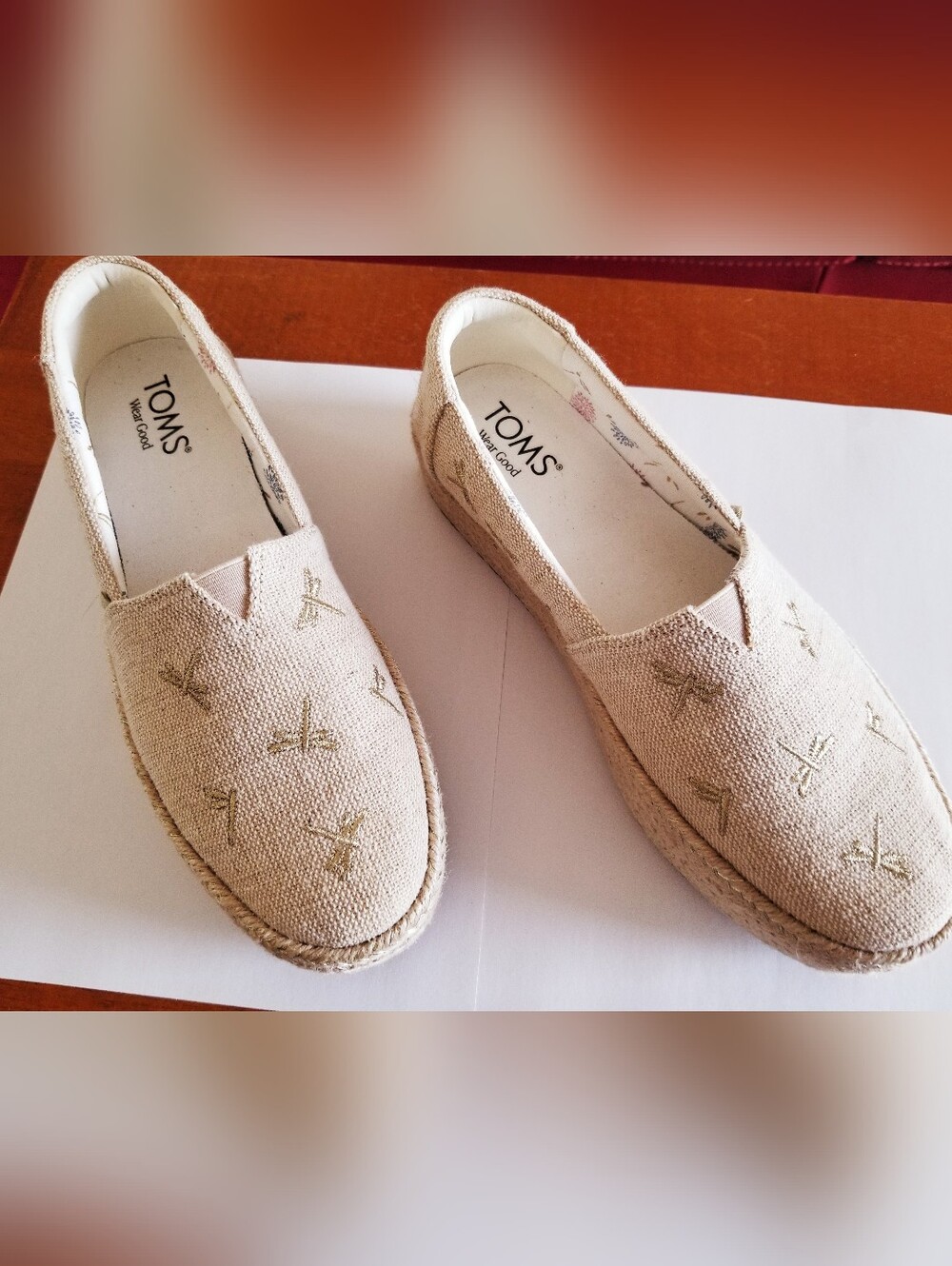 Toms Natural Canvas Slip-On Espadrilles with Subtle Dragonfly Embroidery - Picture 5 of 5